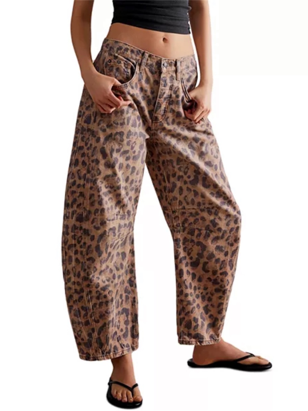 We the Free Good Luck Barrel Pants in Leopard Print - Size 30